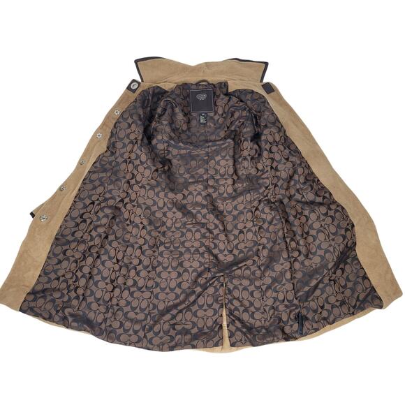 Coach Tan Mohair/Wool Brown Leather Trim Overcoat Sz XS - Picture 12 of 15